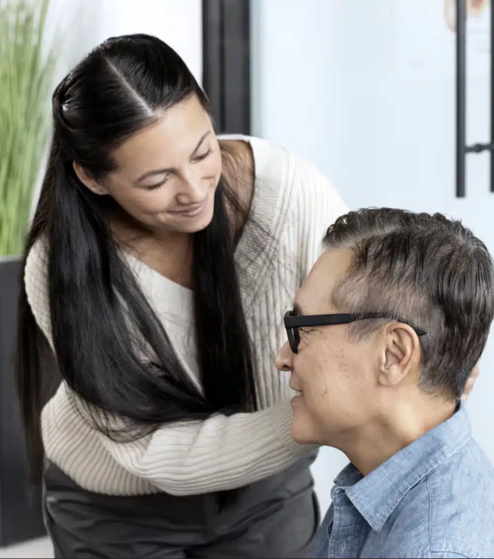 phonak hearing aid being fitted